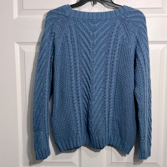 Joe Fresh Women's Cable Knit Pullover Long Sleeve - Size Medium - Blue - Picture 2 of 7
